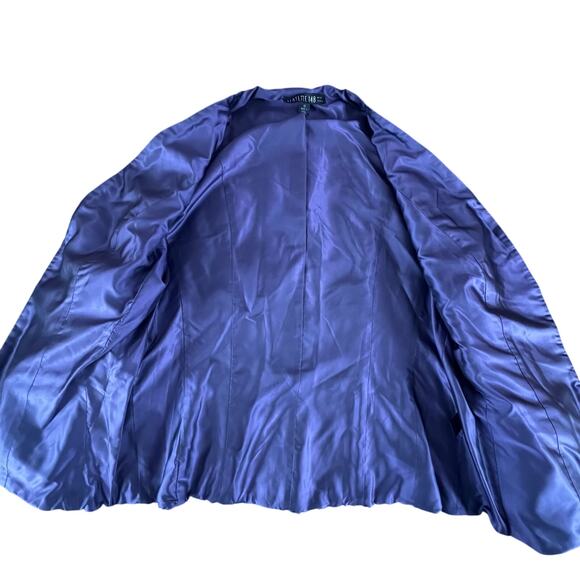 Lafayette 148 New York Velvet Paisley Blazer 12 | Purple Lined Y2K Glam Jacket - Picture 5 of 12